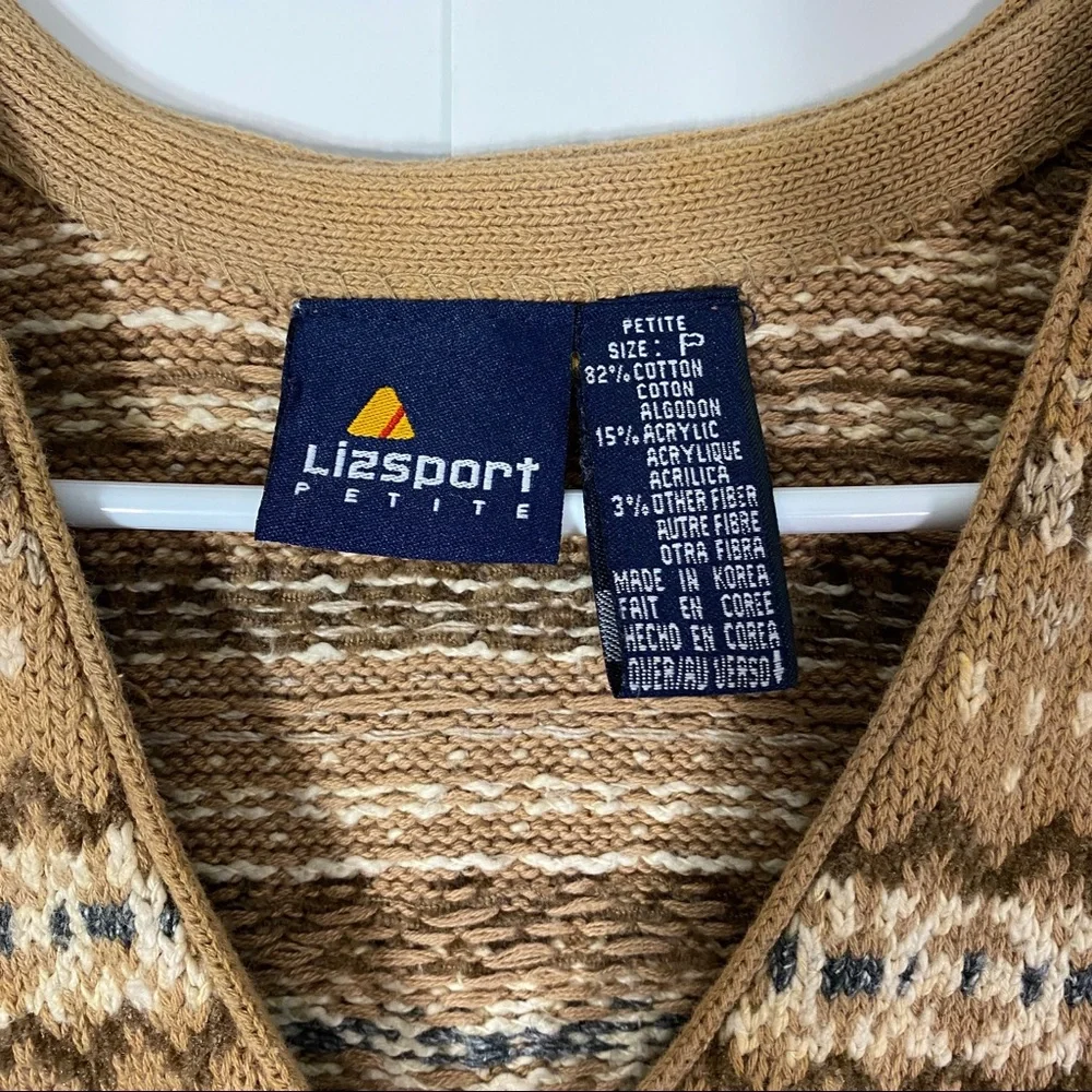 LIZSPORT PETITE Tan Knitted Nordic Sweater Vest | Petite - Picture 2 of 3